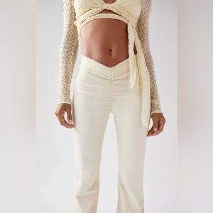 Urban Outfitters velvet ruched v-front flared pant